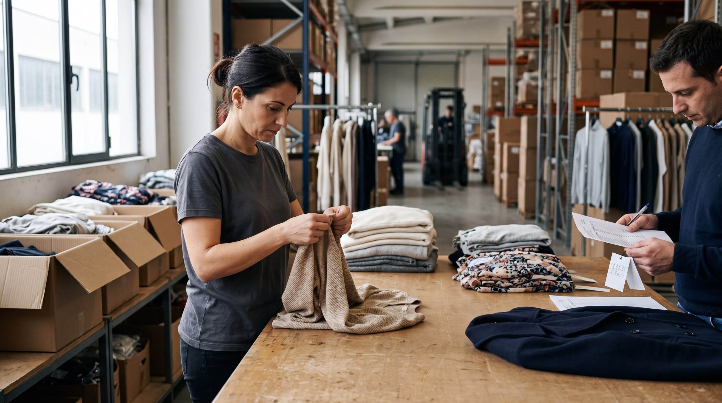 Operator performing quality control on an Italian wholesale order